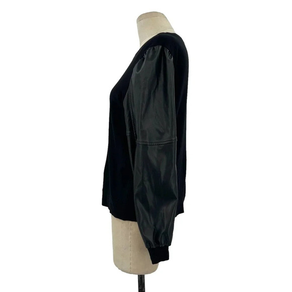 Generation Love Finley Faux Leather Sleeve Sweatshirt‎ Black Size XS - Picture 5 of 9